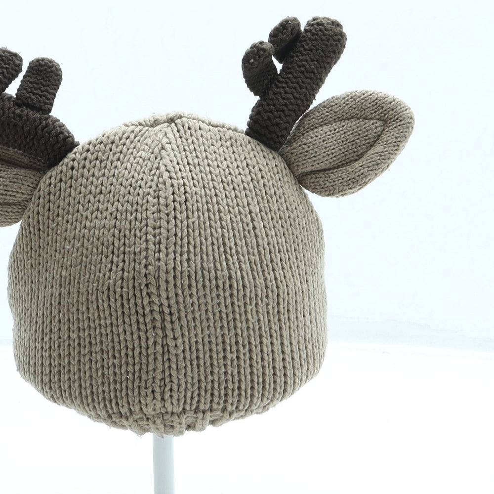 F&F Boys Beige Acrylic Beanie One Size - Reindeer