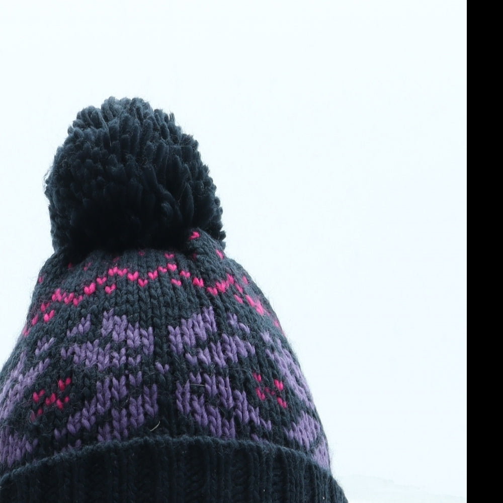 Ski Womens Blue Fair Isle Acrylic Bobble Hat One Size - Pom Pom