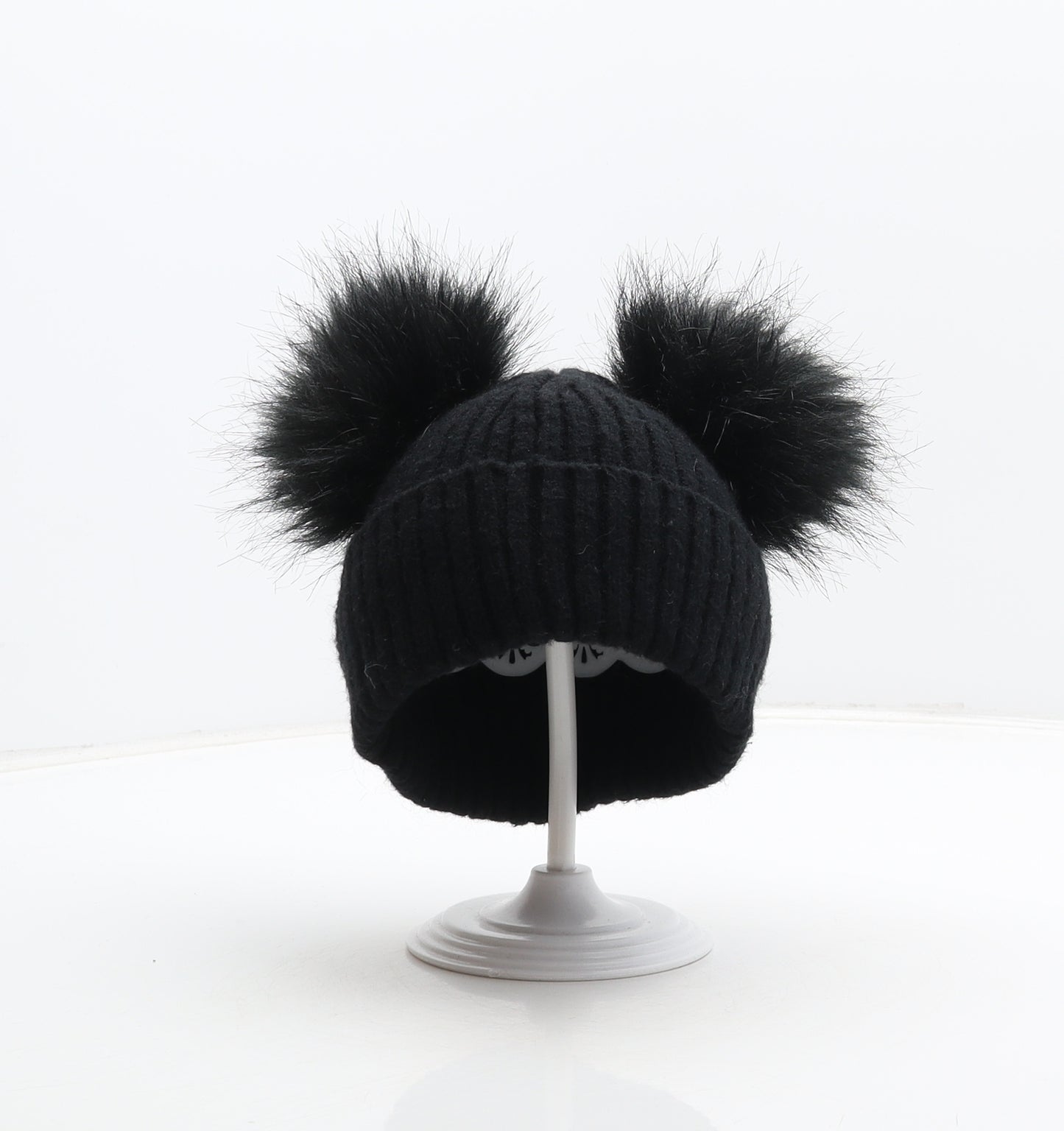 NEXT Girls Black Viscose Bobble Hat One Size