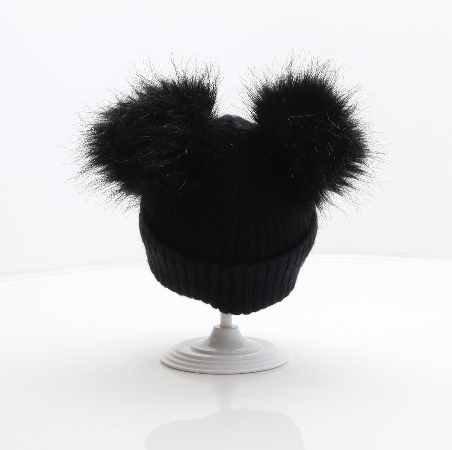 NEXT Girls Black Viscose Bobble Hat One Size