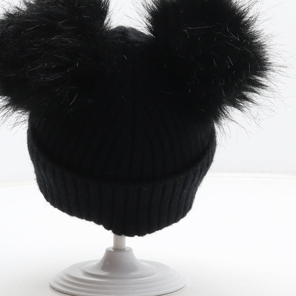 NEXT Girls Black Viscose Bobble Hat One Size