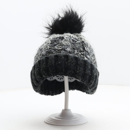 Primark Boys Grey Colourblock Acrylic Bobble Hat Size S