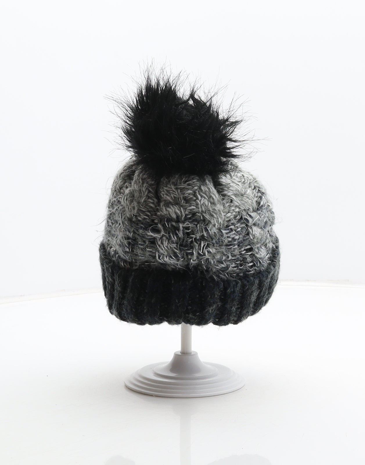 Primark Boys Grey Colourblock Acrylic Bobble Hat Size S