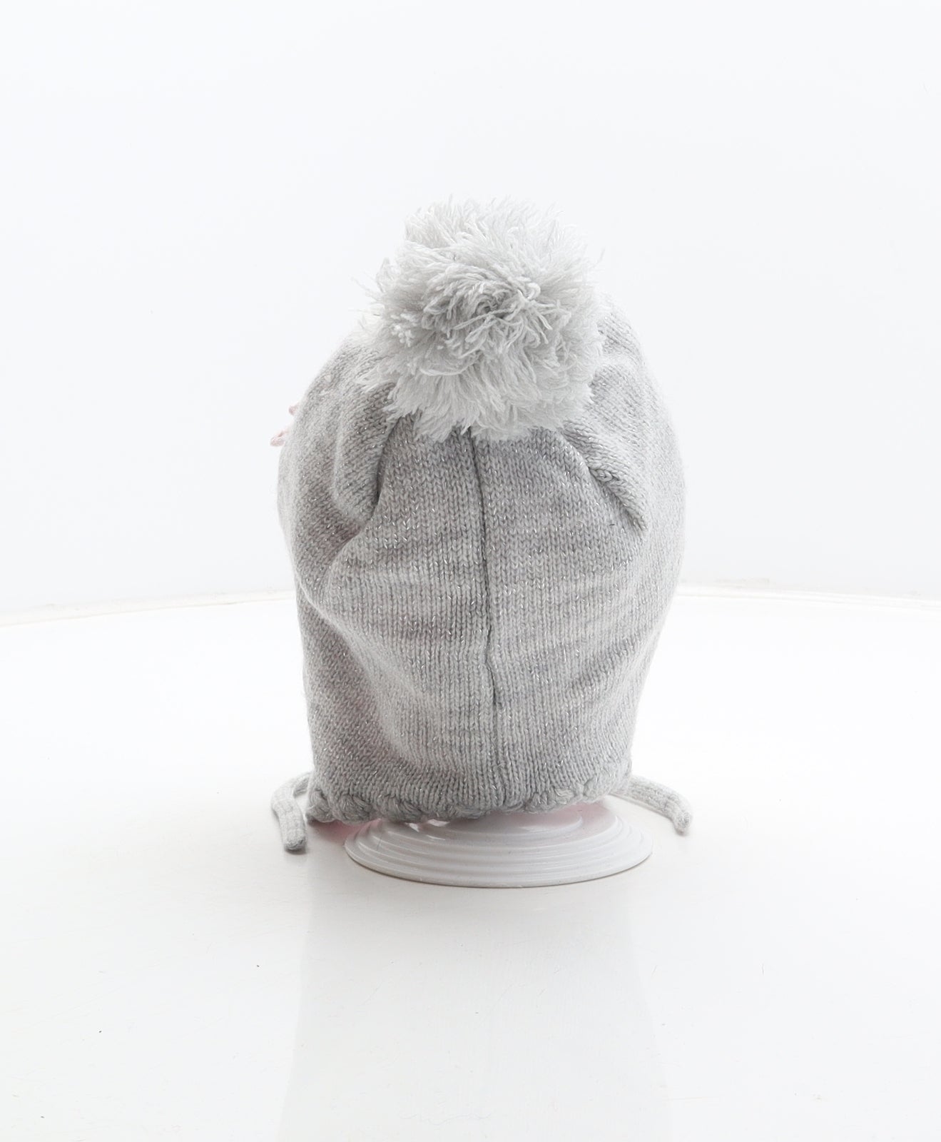 H&M Girls Grey Acrylic Bonnet One Size - Cat design