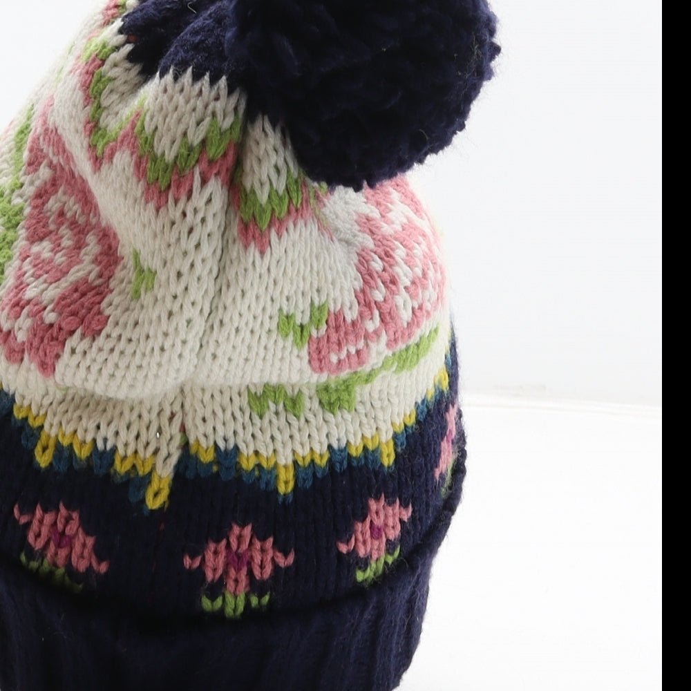 Matalan Womens Multicoloured Floral Acrylic Bobble Hat One Size