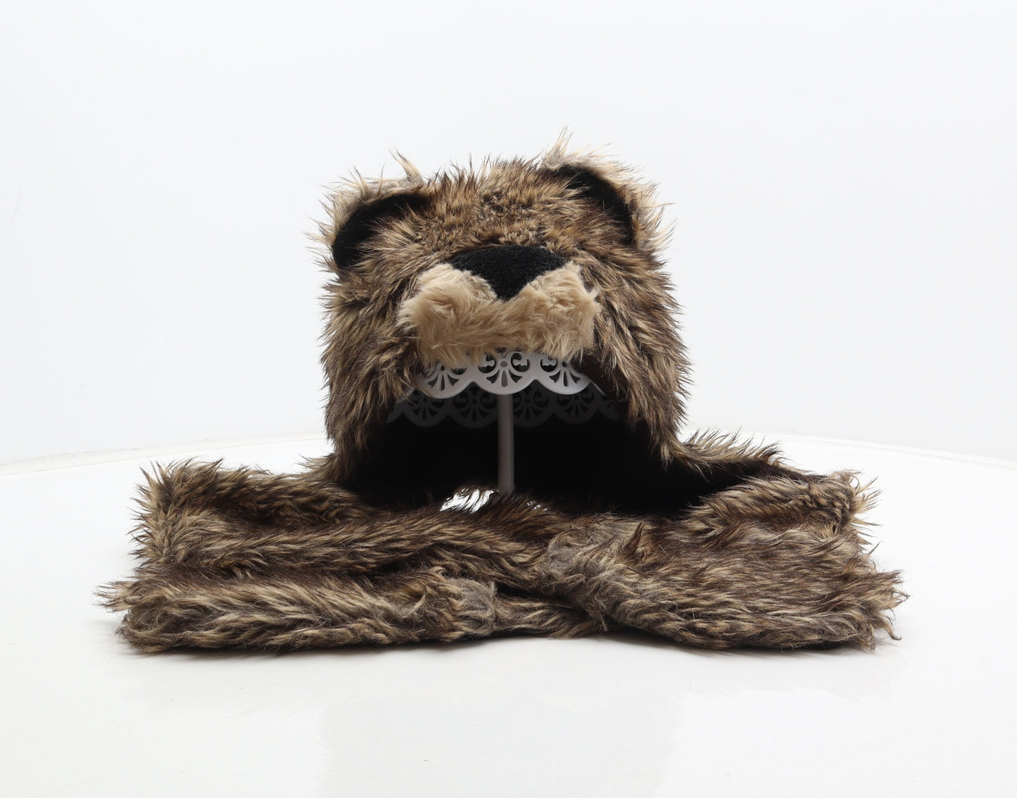 Preworn Boys Brown Polyester Bonnet One Size - Bear design
