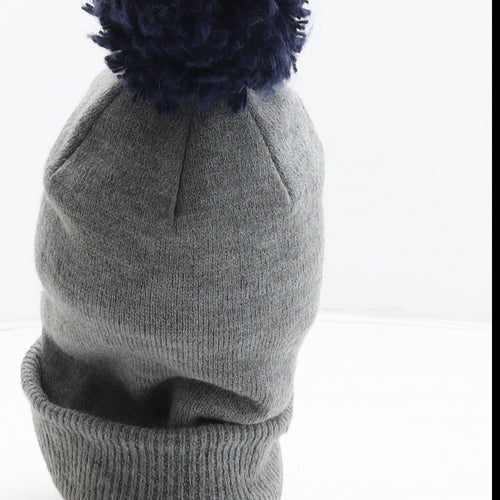 Preworn Boys Grey Acrylic Bobble Hat One Size - Penguin
