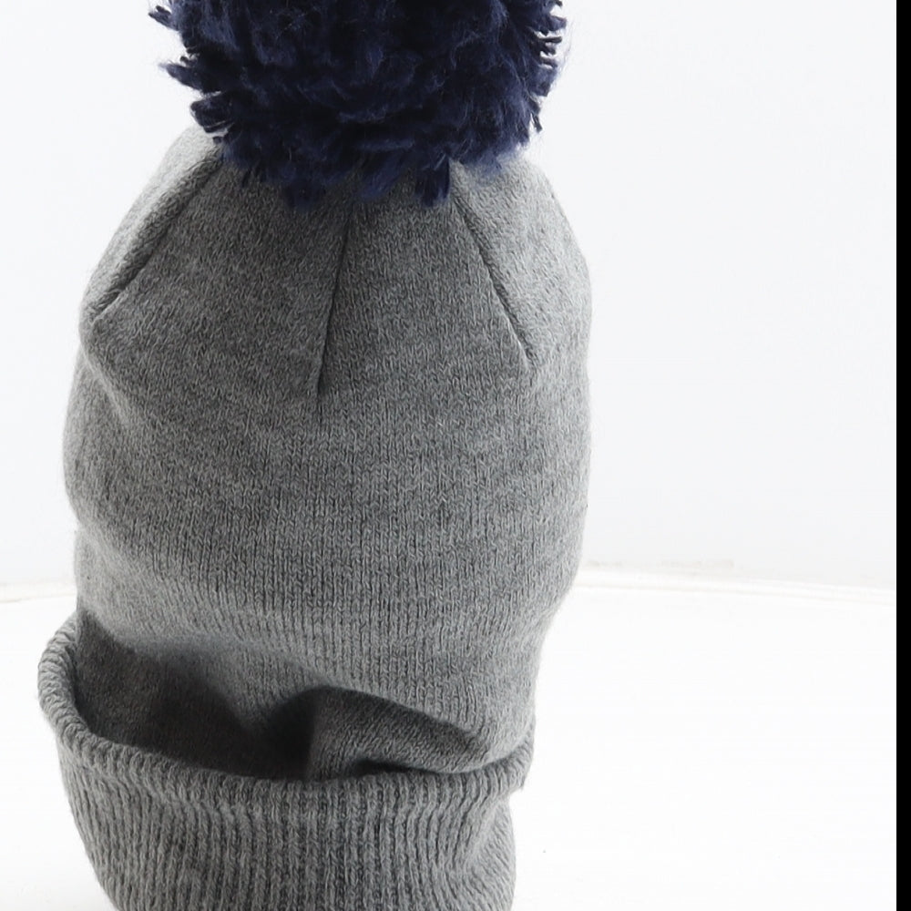 Preworn Boys Grey Acrylic Bobble Hat One Size - Penguin