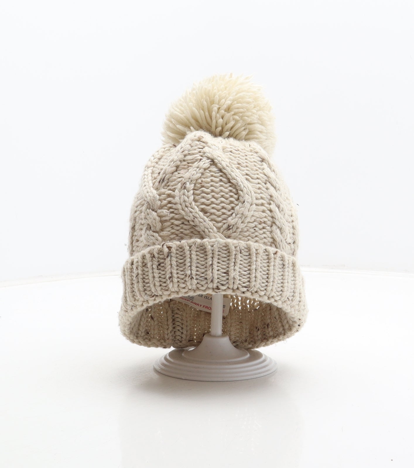 River Island Girls Beige Acrylic Bobble Hat One Size