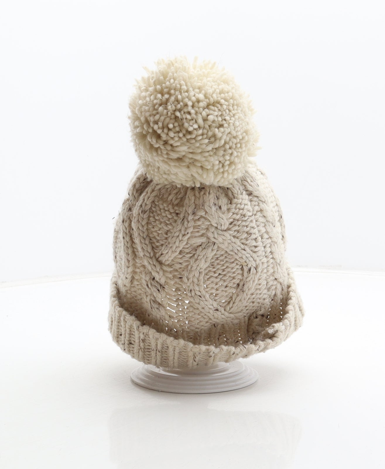 River Island Girls Beige Acrylic Bobble Hat One Size