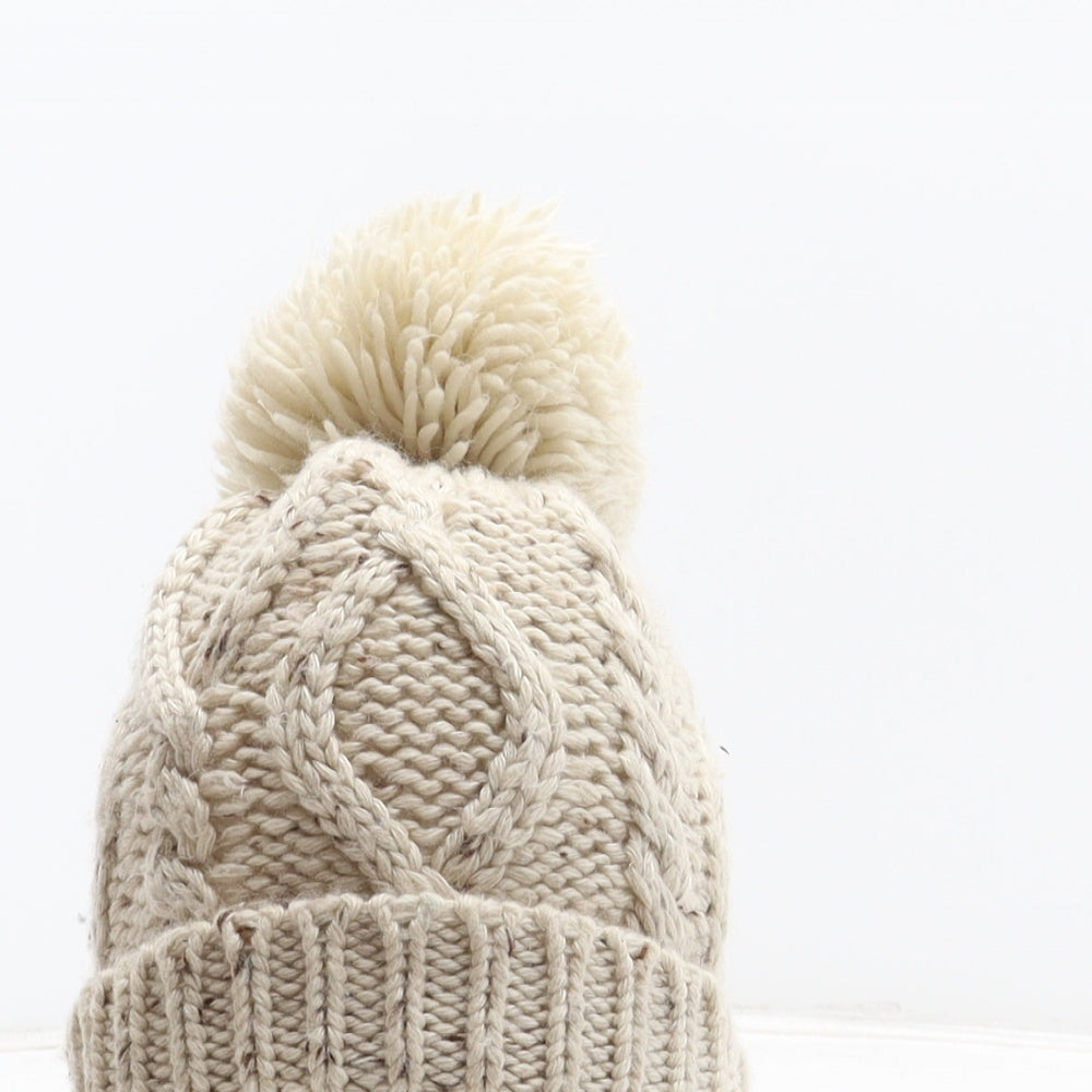River Island Girls Beige Acrylic Bobble Hat One Size