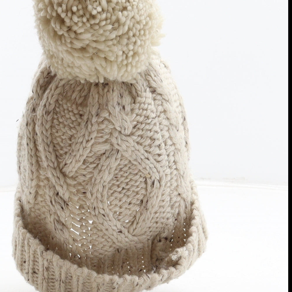 River Island Girls Beige Acrylic Bobble Hat One Size