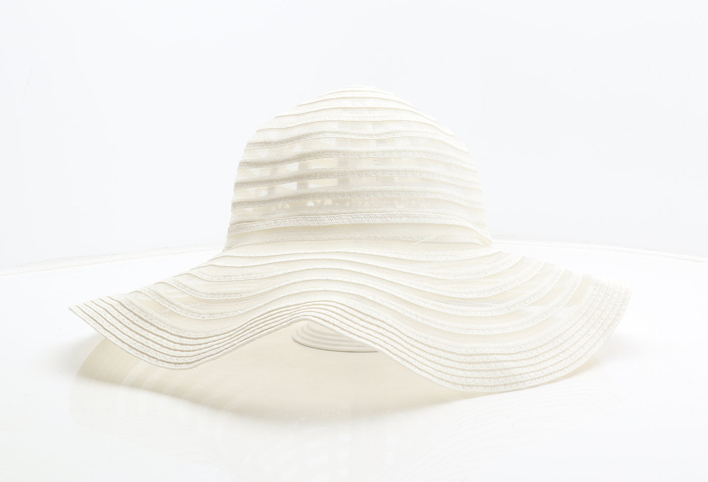 F&F Womens Ivory Striped Paper Sun Hat One Size