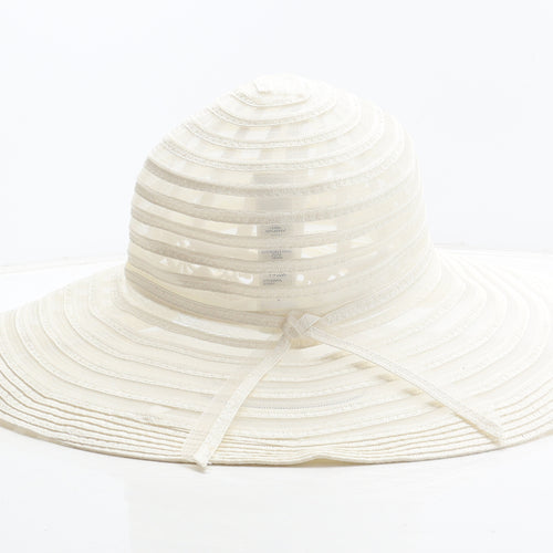 F&F Womens Ivory Striped Paper Sun Hat One Size