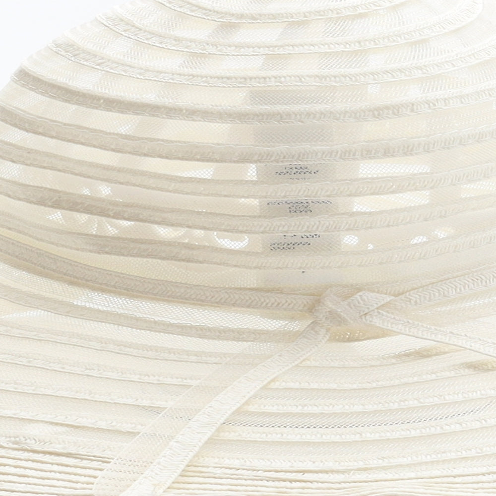 F&F Womens Ivory Striped Paper Sun Hat One Size