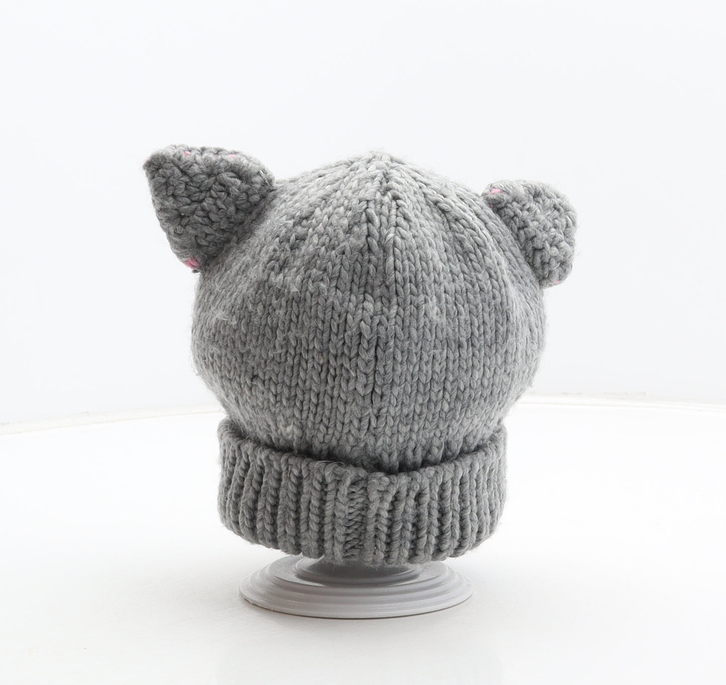 Joules Girls Grey Acrylic Beanie One Size - Cat design