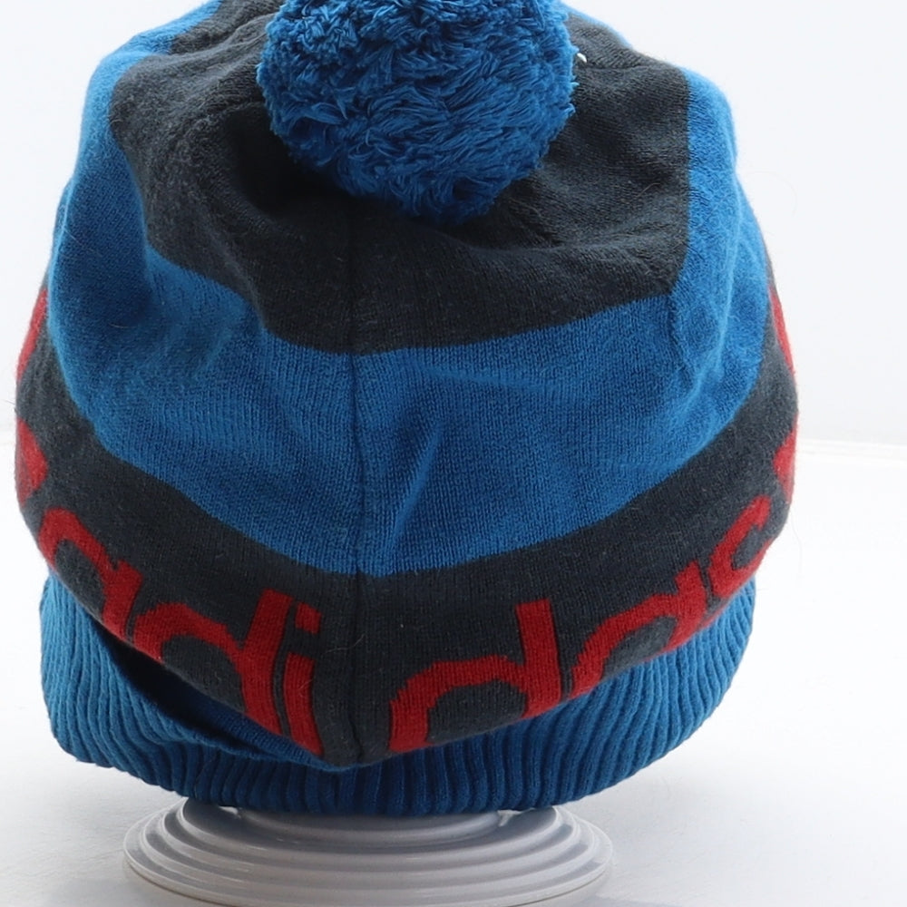 adidas Mens Blue Striped Cotton Beanie One Size - Booble