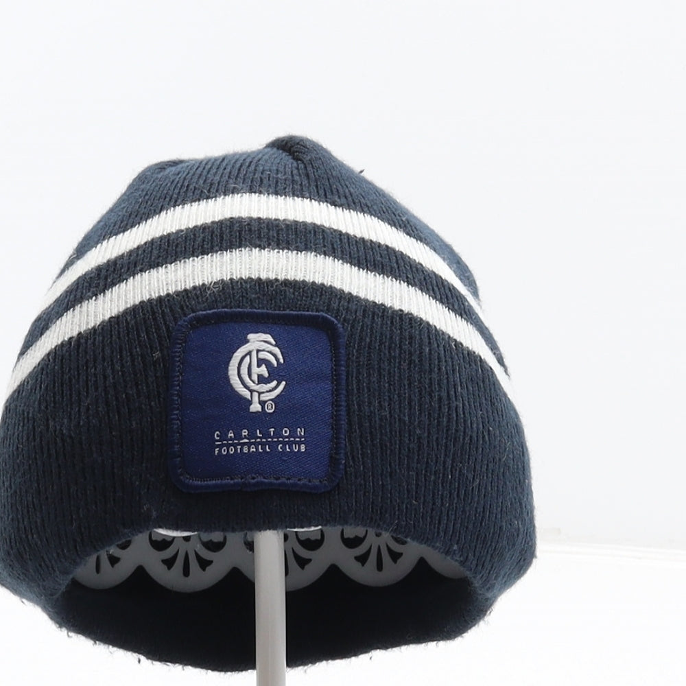 Official AFL Boys Blue Striped Acrylic Beanie One Size - Carlton Football Club
