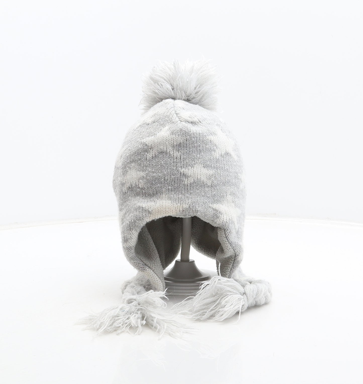 Primark Girls Grey Geometric Acrylic Bonnet Size S - Stars pattern