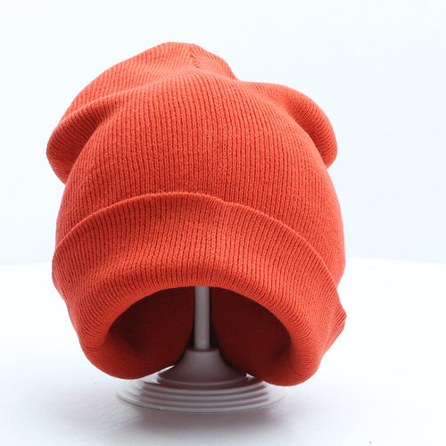 Preworn Mens Orange Acrylic Beanie One Size