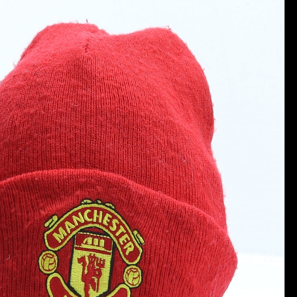 Manchester United Mens Red Acrylic Beanie Size 56