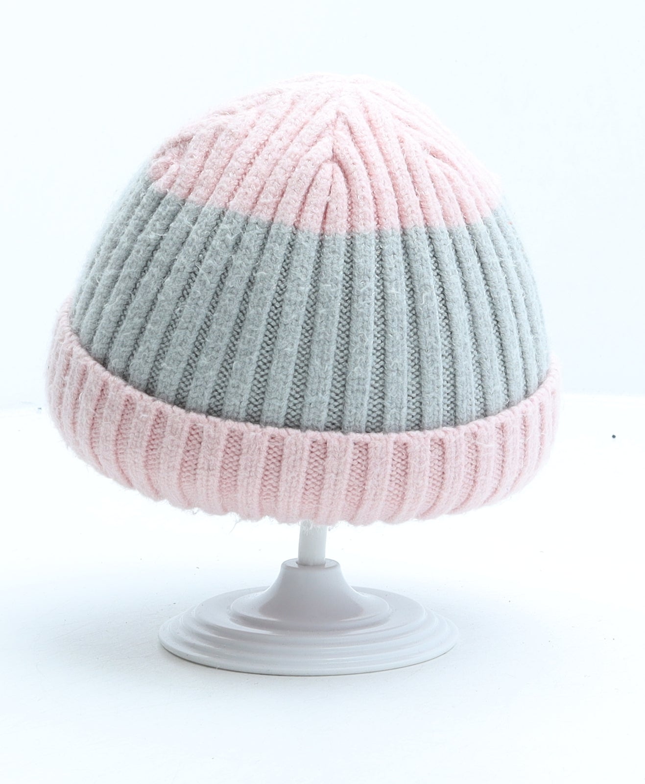 George Girls Grey Striped Viscose Beanie One Size