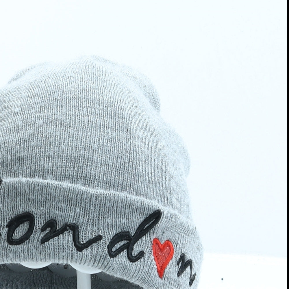 Primark Girls Grey Acrylic Beanie Size M - London