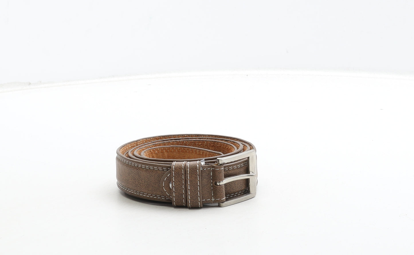 Preworn Mens Brown Solid Leather Dress Belt Belt One Size