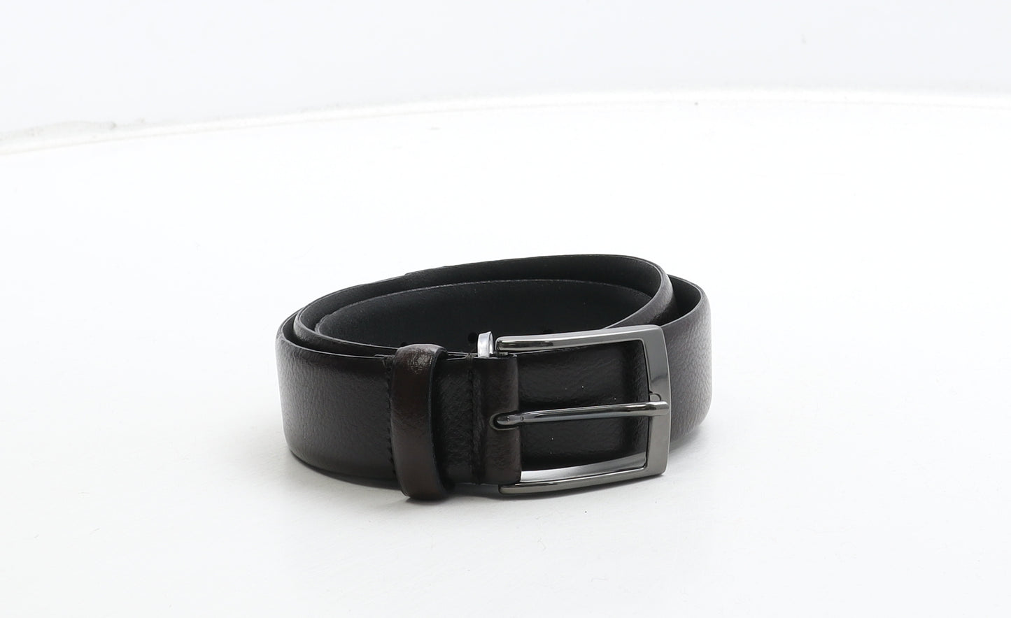 NEXT Mens Black Solid Leather Dress Belt Belt Size M