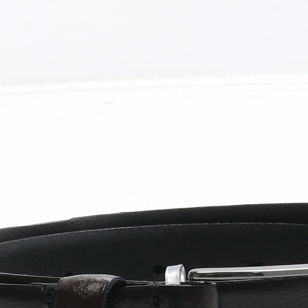 NEXT Mens Black Solid Leather Dress Belt Belt Size M