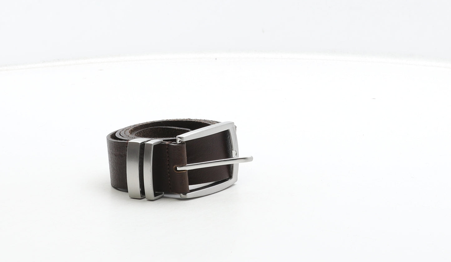 NEXT Mens Brown Solid Leather Dress Belt Belt Size M