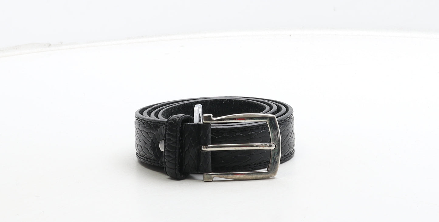 Kensington Mens Black Animal Print Leather Dress Belt Belt Size XL - Croc Texture