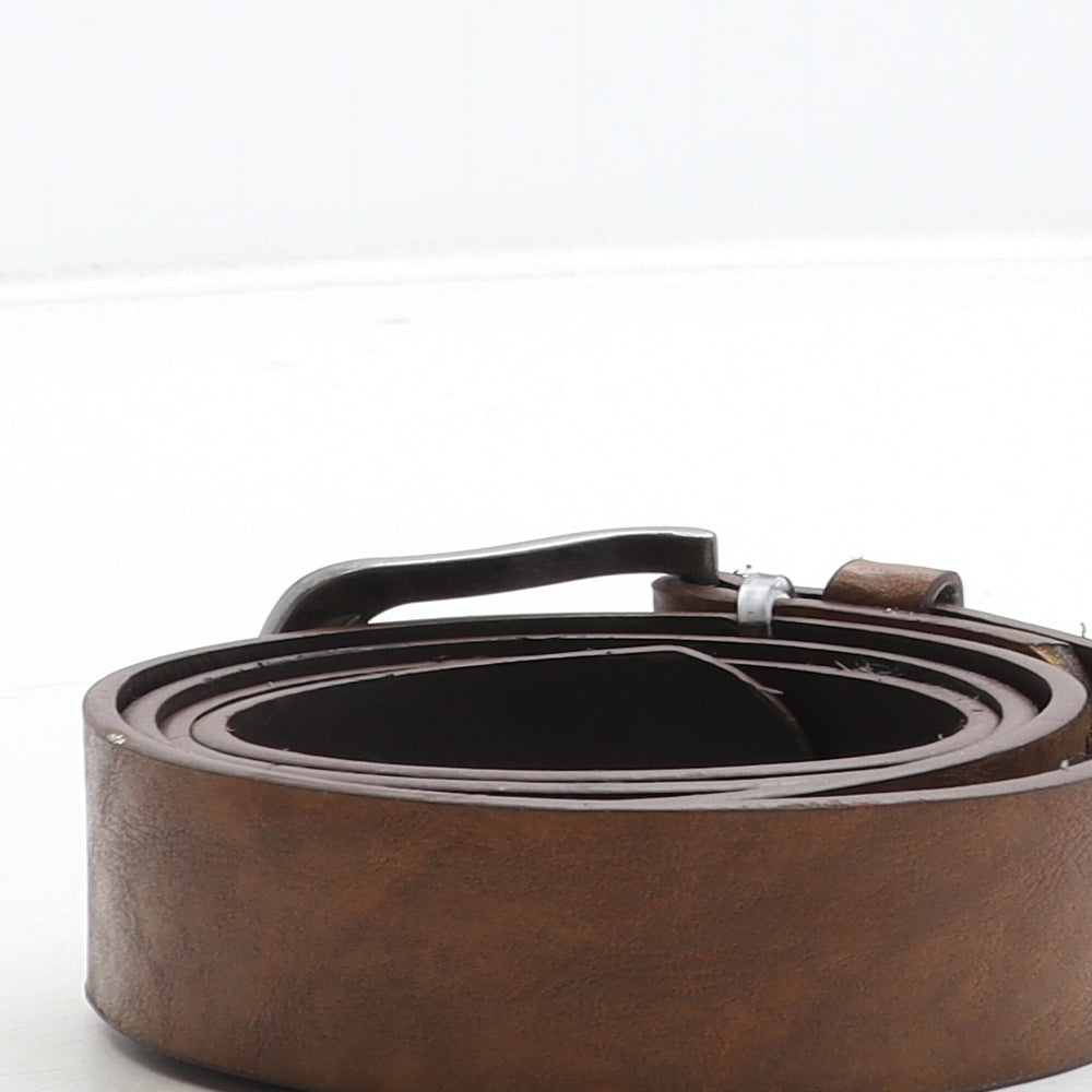 Preworn Mens Brown Solid Leather Dress Belt Belt Size 30