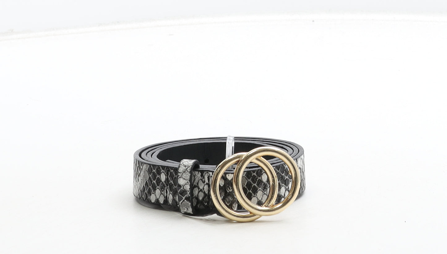 Peacocks Womens Black Animal Print Polyurethane Fashion Belt Belt Size S - Snake Skin Print
