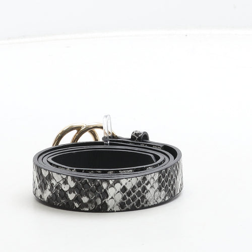 Peacocks Womens Black Animal Print Polyurethane Fashion Belt Belt Size S - Snake Skin Print