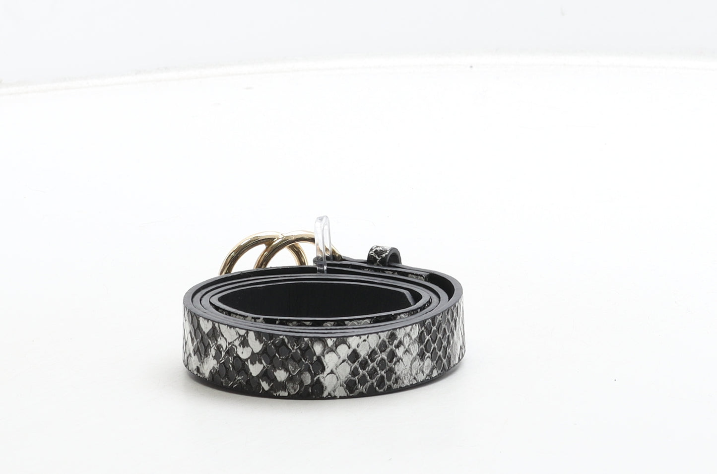 Peacocks Womens Black Animal Print Polyurethane Fashion Belt Belt Size S - Snake Skin Print
