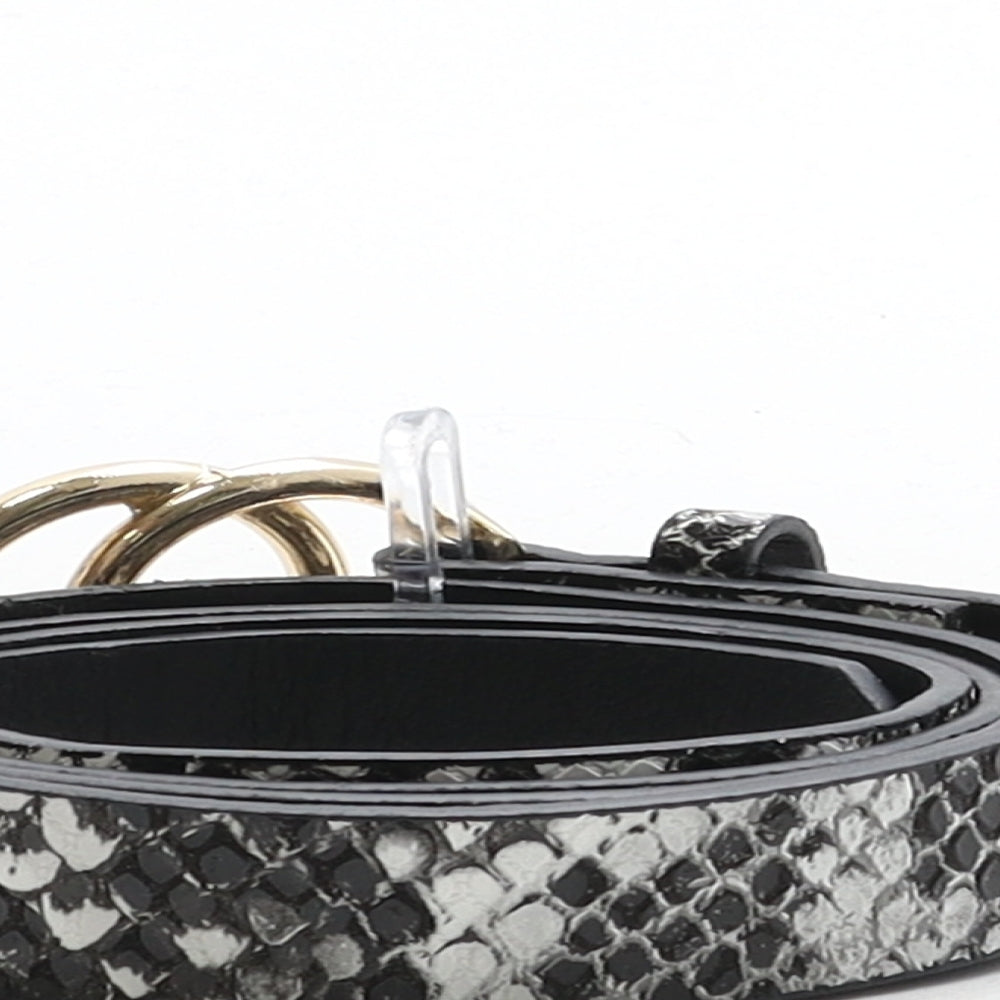 Peacocks Womens Black Animal Print Polyurethane Fashion Belt Belt Size S - Snake Skin Print