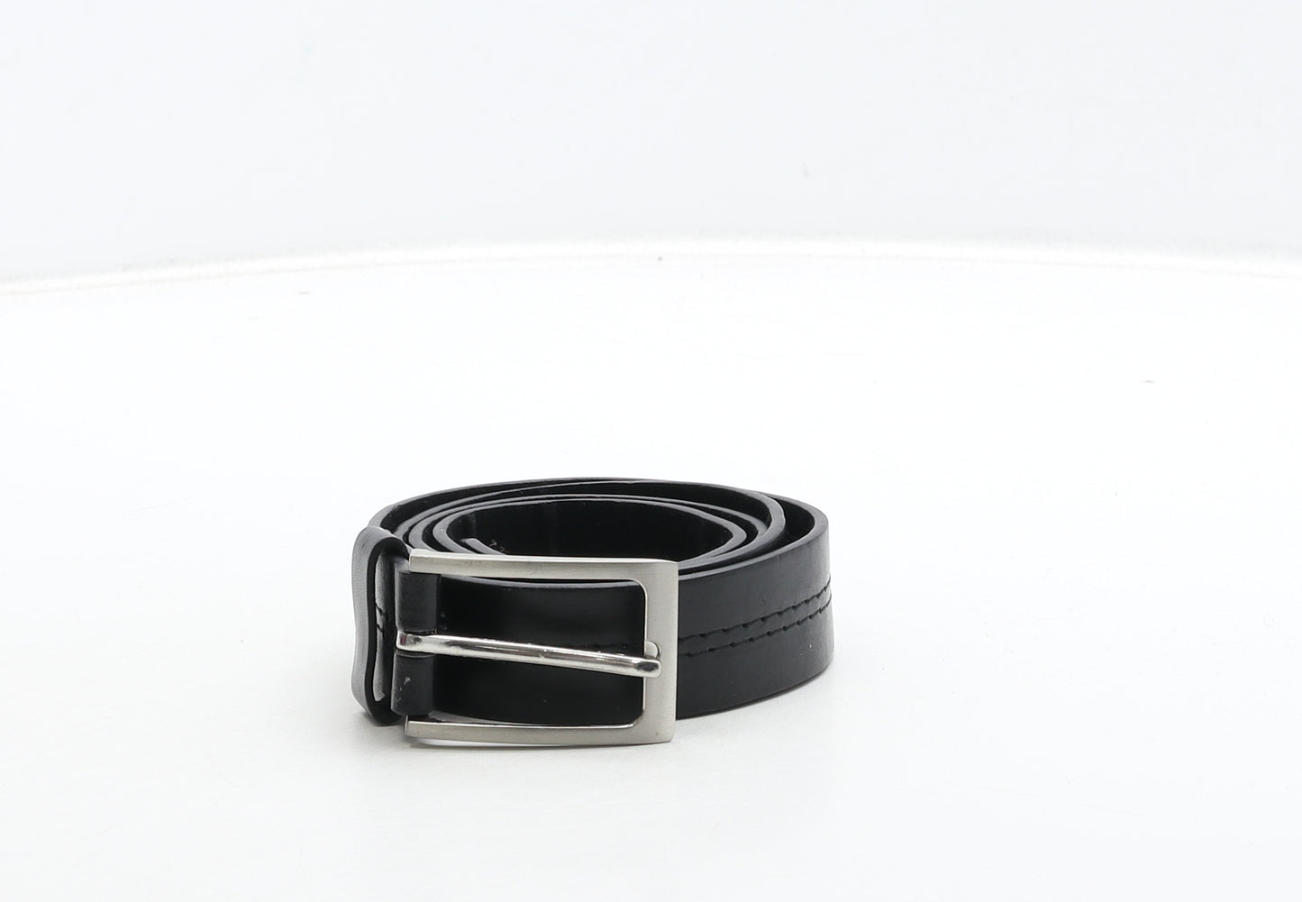 Sophos Mens Black Solid Leather Dress Belt Belt Size XL