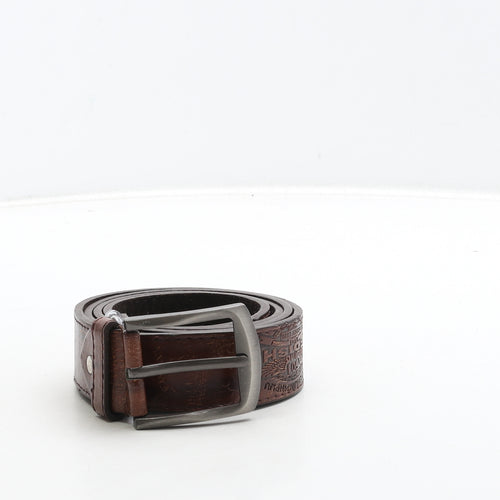 501 Gedishi Mens Brown Solid Leather Dress Belt Belt Size 130 - Logo On Belt