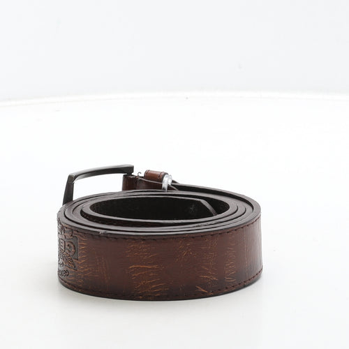 501 Gedishi Mens Brown Solid Leather Dress Belt Belt Size 130 - Logo On Belt
