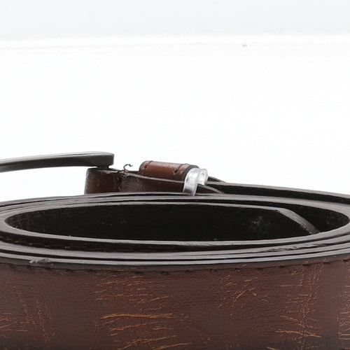501 Gedishi Mens Brown Solid Leather Dress Belt Belt Size 130 - Logo On Belt