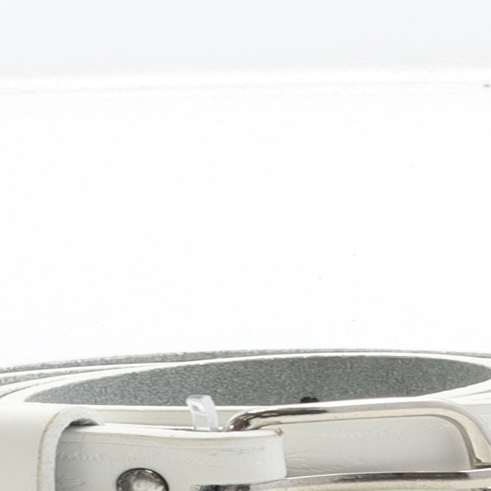 Preworn Womens White Geometric Leather Dress Belt Belt Size L