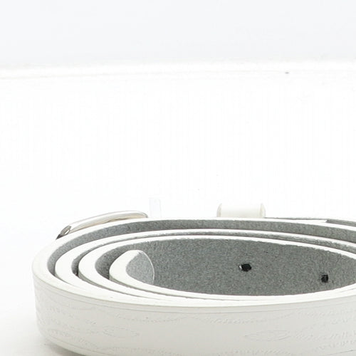 Preworn Womens White Geometric Leather Dress Belt Belt Size L