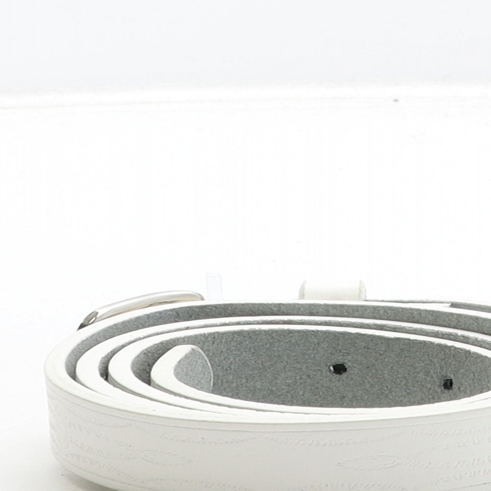 Preworn Womens White Geometric Leather Dress Belt Belt Size L