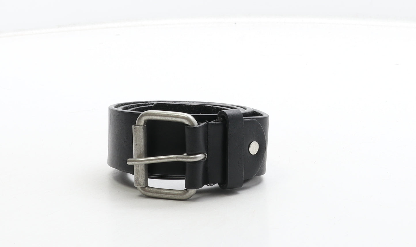 Kensington Mens Black Solid Leather Dress Belt Belt Size S