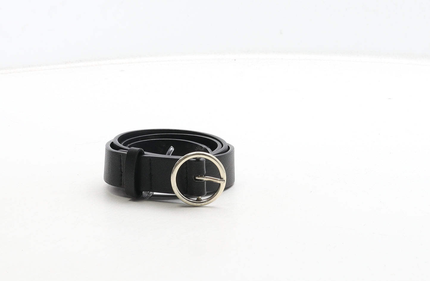 H&M Womens Black Solid Polyurethane Basic Belt Belt Size XL