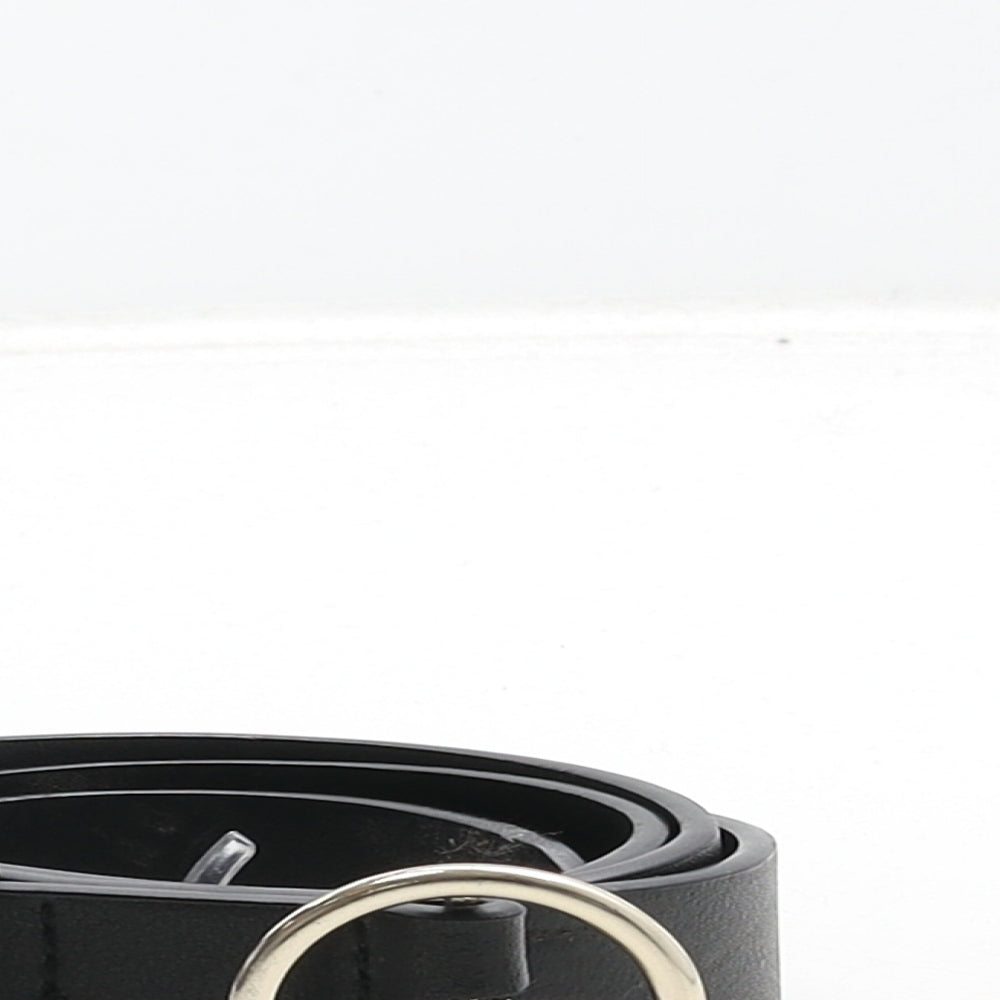 H&M Womens Black Solid Polyurethane Basic Belt Belt Size XL