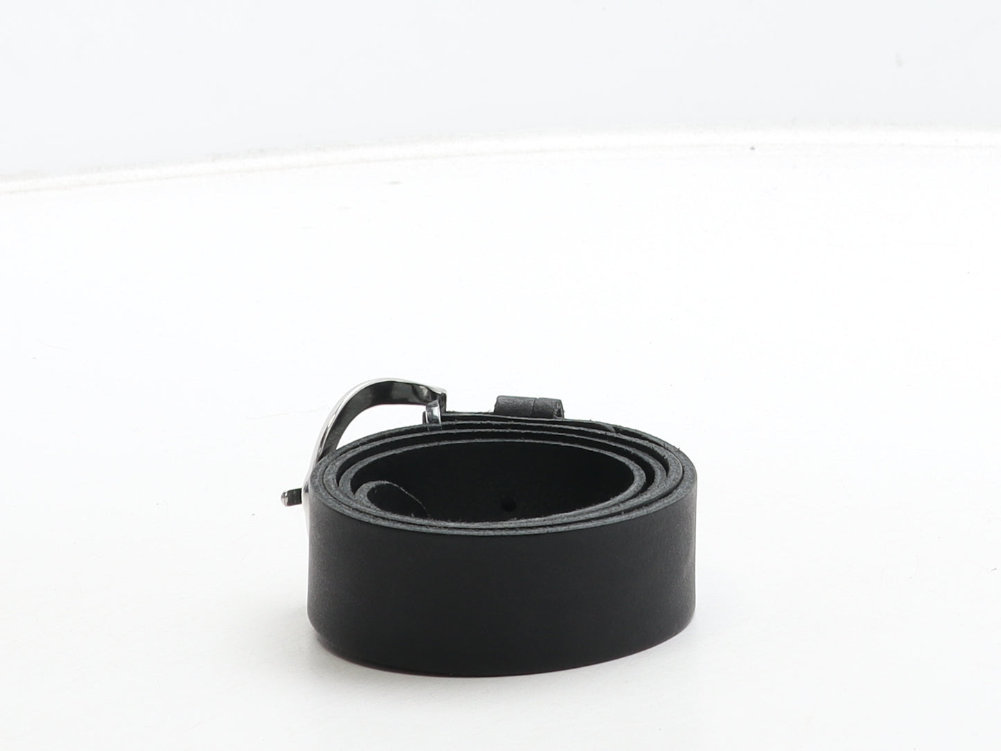 TOM TAILOR Mens Black Solid Leather Dress Belt Belt Size 80