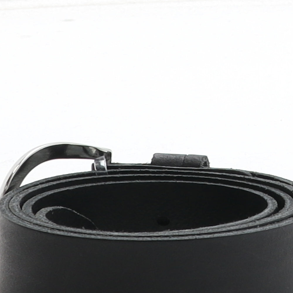 TOM TAILOR Mens Black Solid Leather Dress Belt Belt Size 80