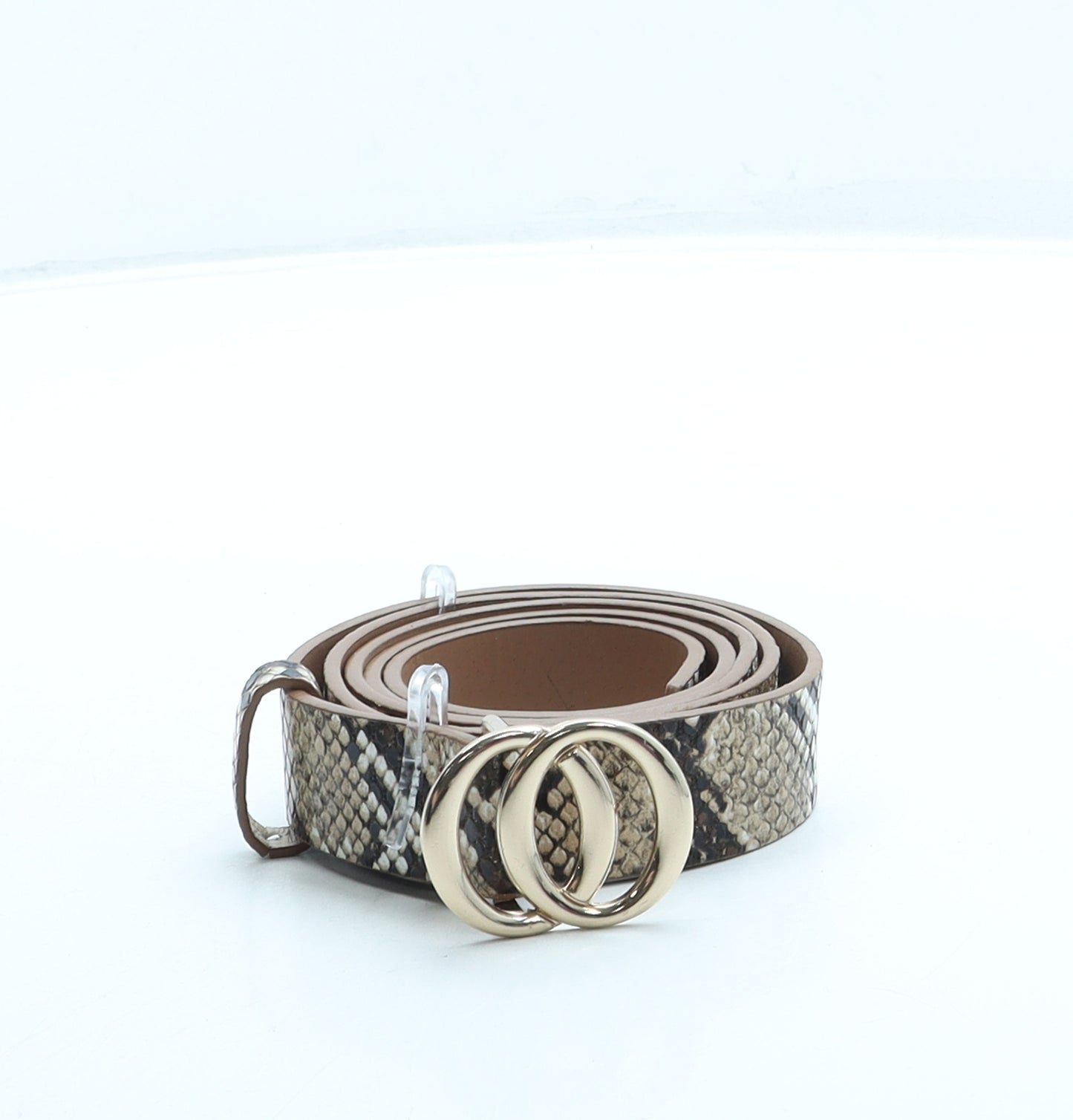 Primark Womens Beige Animal Print Faux Leather Fashion Belt Belt Size M - Snake print